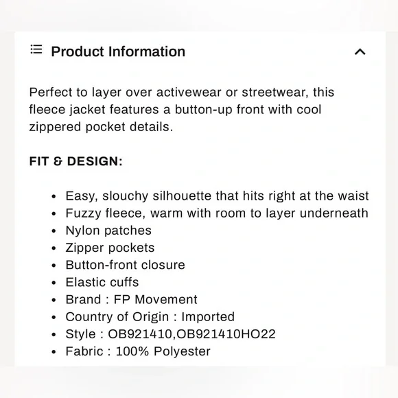 ⭐️NWOT Free People Hit the Slopes Fleece Jacket⭐️ - Picture 10 of 10